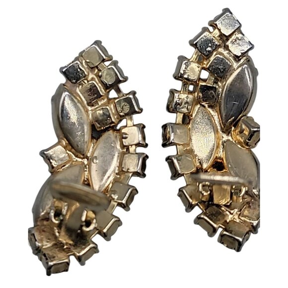 Elsa Schiaparelli Clip On Earrings Vtg 1950s Smokey Quartz Frosty Glass Unsigned - Picture 11 of 12